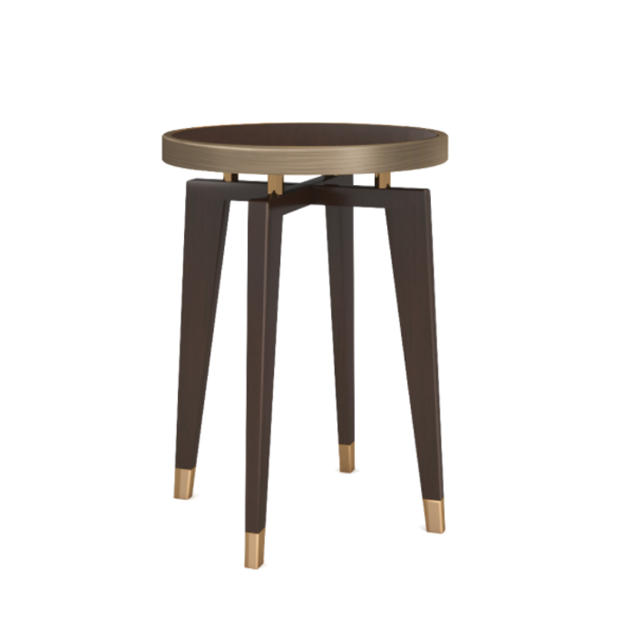 Tavolino tondo con puntali in ottone